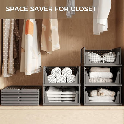 Pinkpum 6 Pack Black Closet Organizers and Storage Plastic Stackable Storage - Image 3