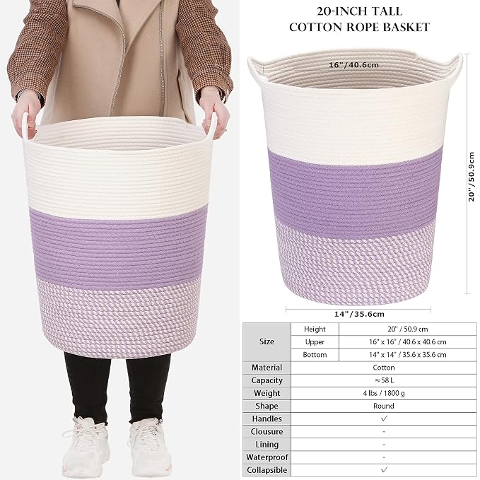 Sea Team Large Size Cotton Rope Woven Storage Basket - Image 6