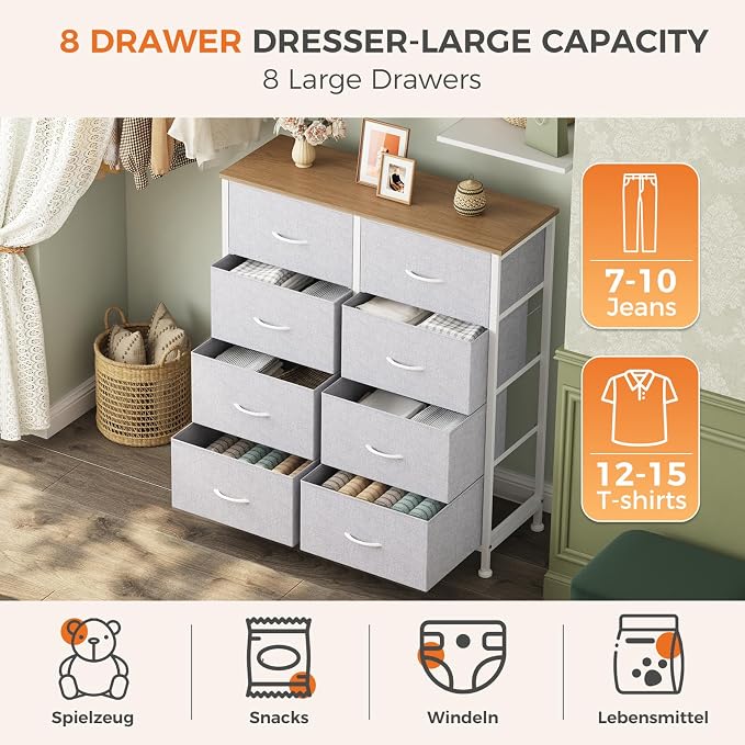 Sweetcrispy 8 Drawer Fabric Dresser - Image 4