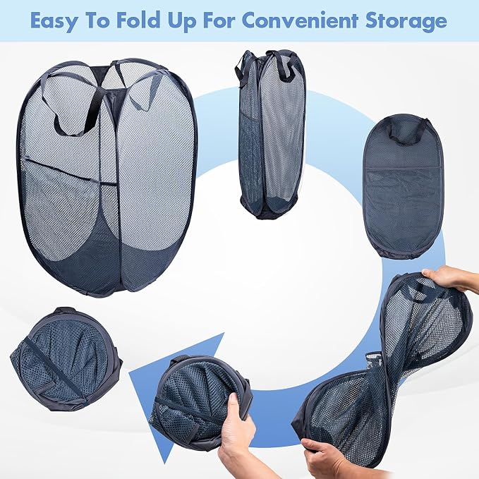 DUCOO Pop Up Laundry Hamper, 70L Collapsible Mesh Laundry Basket - Image 5