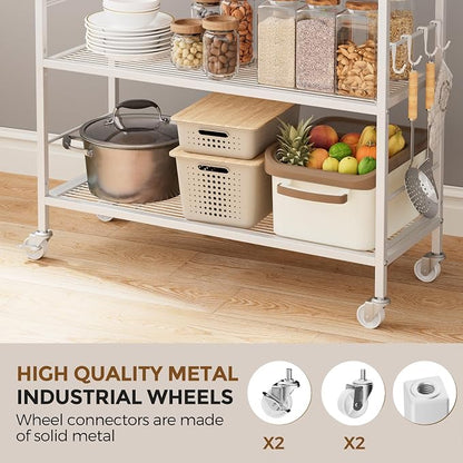 3-Tier Metal Storage Rack with Industrial Wheels, Mesh Shelving Unit with - Image 5