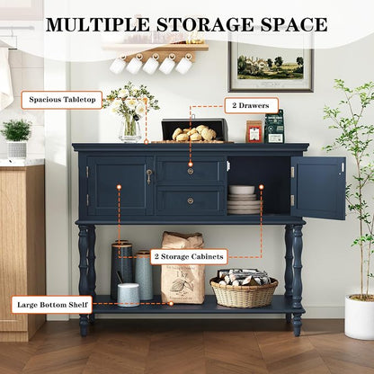 ARTPOWER Console Table with 2 Drawers, Retro Entryway Table with 2 Door - Image 3