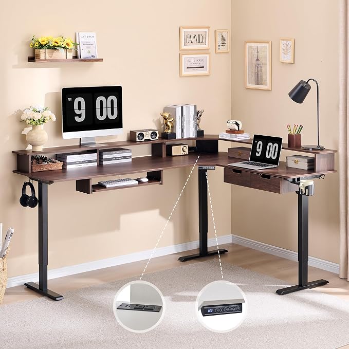 RedLemon 75X60 Inches L Shaped Electric Standing Desk, Height Adjustable Corner - Image 7