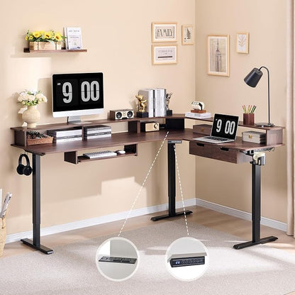 RedLemon 75X60 Inches L Shaped Electric Standing Desk, Height Adjustable Corner - Image 7