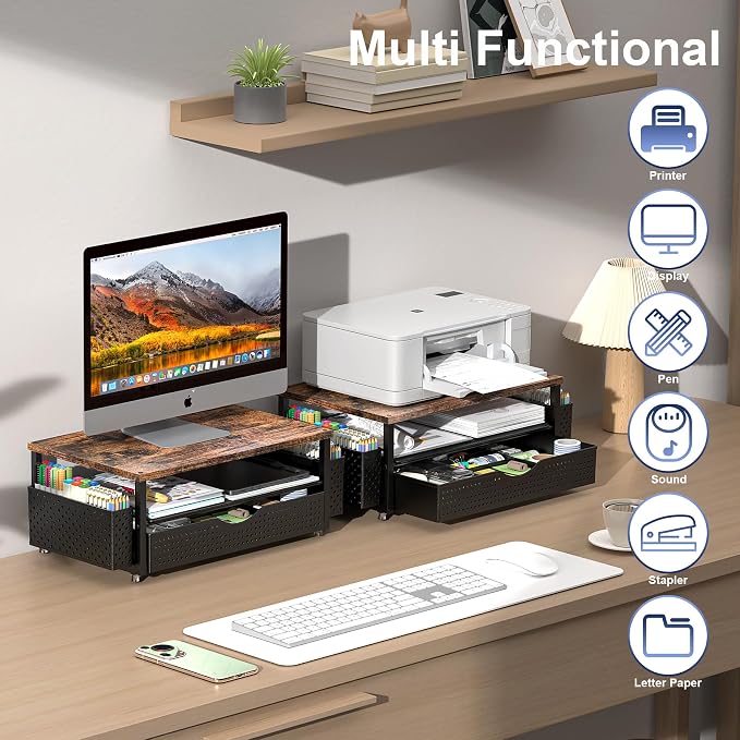 Spacrea Desk Organizer and Accessories, Computer Monitor Stand Riser - Image 5