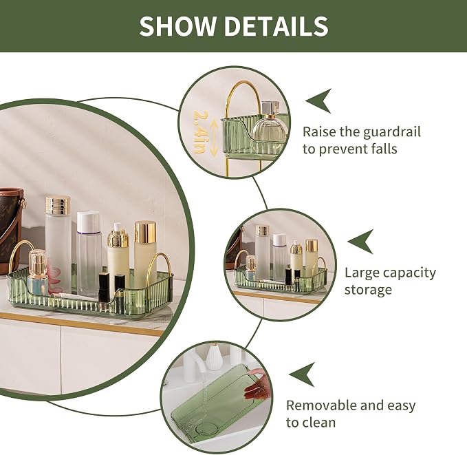 YCIA&DONE Bathroom Organizer Countertop, Makeup Storage, Skincare Cosmetic Tray - Image 3