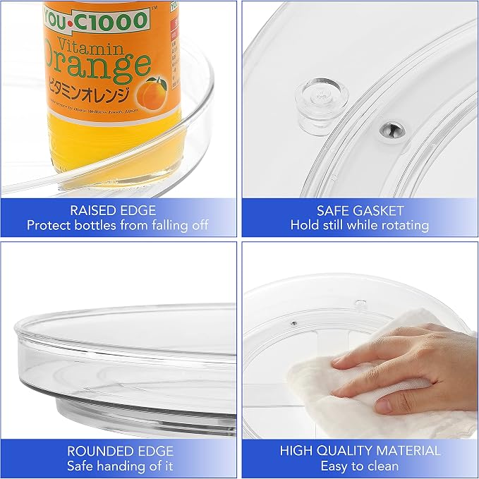 URALFA 2-Pack Lazy Susan Cabinet Organizer, Plastic Rotating Round Lazy Susan - Image 6