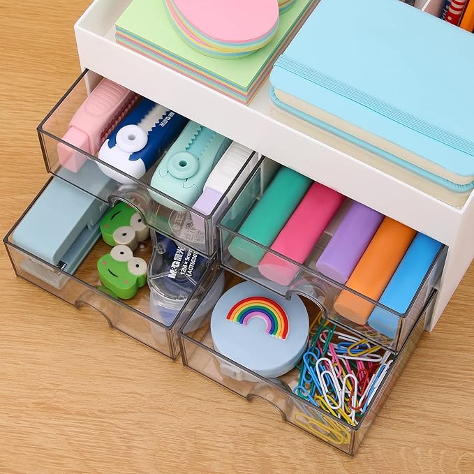 LETURE Desktop Organizer with Drawer, Accessories Stationary Organizer Desk - Image 7