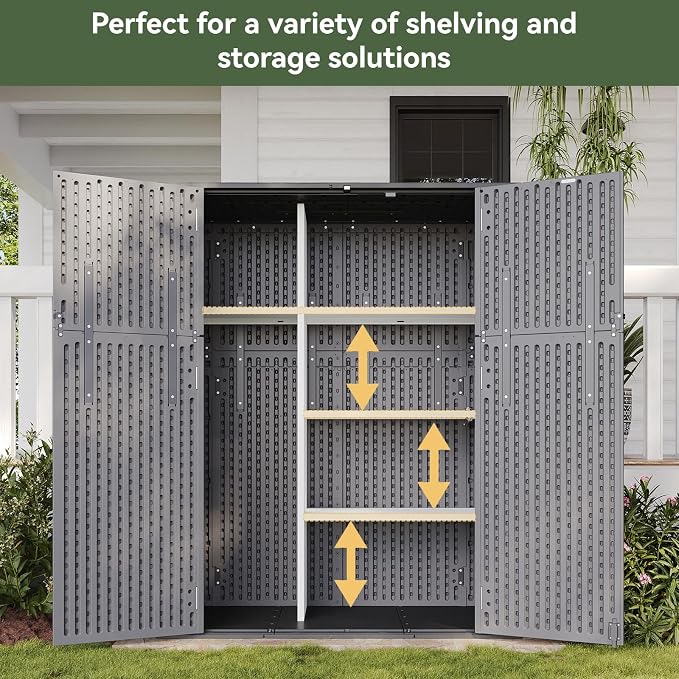 Aoxun 61 Cu.Ft Outdoor Storage Shed, Widened Outdoor Storage Cabinet Waterproof - Image 7