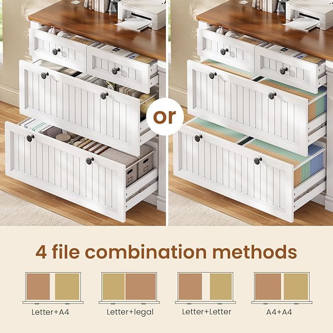 SEDETA 4 Drawers File Cabinet, Wood Office File Cabinet - Image 4
