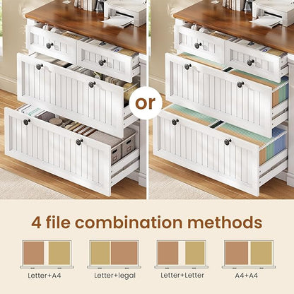 SEDETA 4 Drawers File Cabinet, Wood Office File Cabinet - Image 4