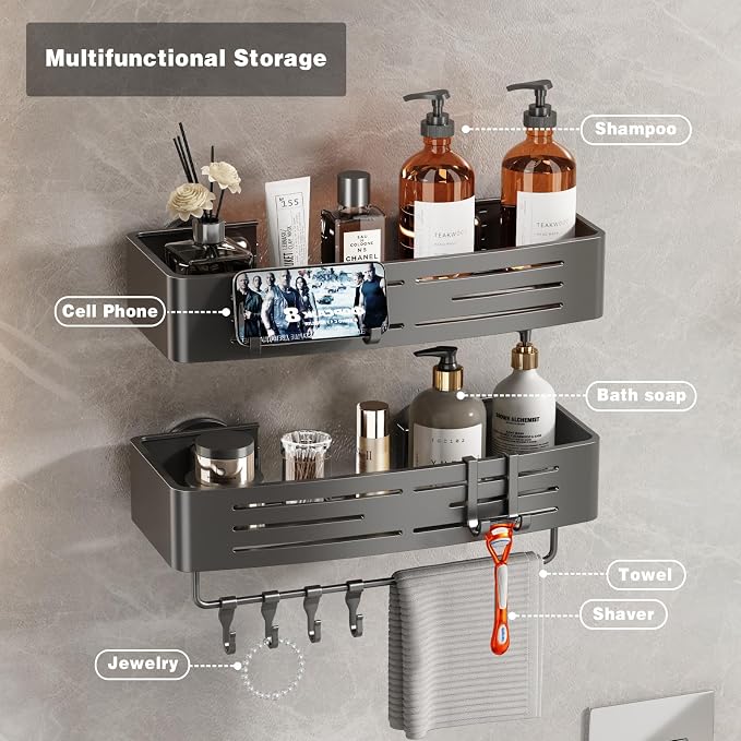 Voldra Shower Caddy Suction Cup, 2 Pack Shower Shelves - Image 7