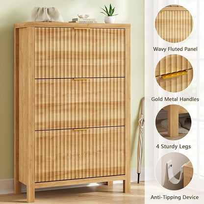 32" Fluted Shoe Cabinet Storage - Image 6
