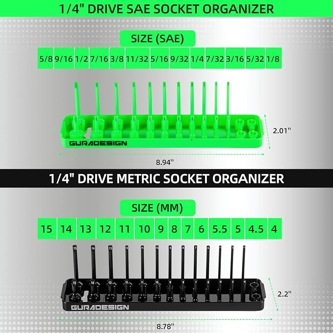 8PCS Socket Organizer Set, Socket Holder, 1/2" Metric & SAE Socket Tools Trays. - Image 4