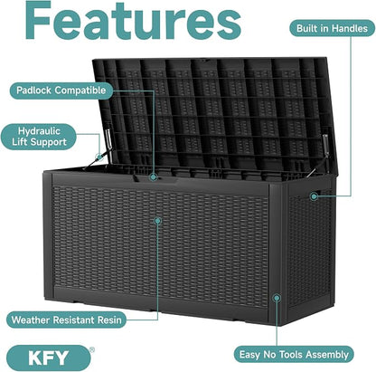 deck box, 100-gallon indoor and outdoor storage box made of waterproof and - Image 3