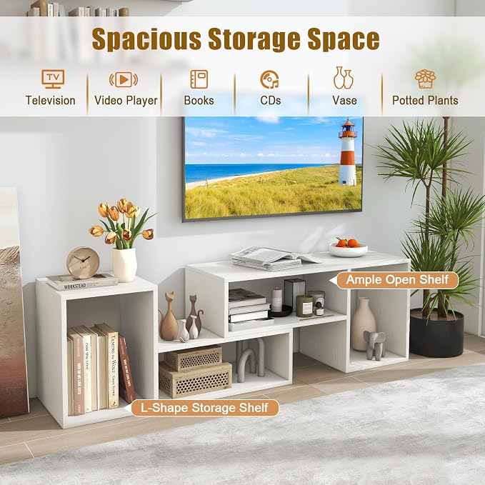 LDAILY L-Shaped TV Stand, TV Entertainment Center - Image 5