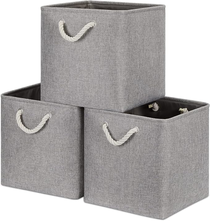 Bidtakay Grey Baskets Foldable Storage Cube Bins 13x13x13 Cube Storage by BidtakayBaskets