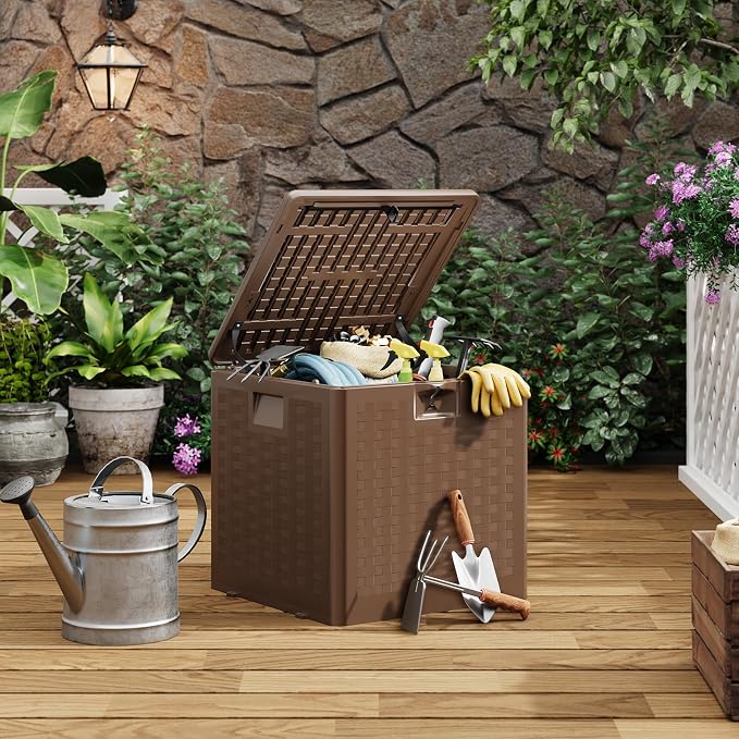IDEALHOUSE 28 Gallon Resin Deck Box, Waterproof Outdoor Storage Box - Image 8