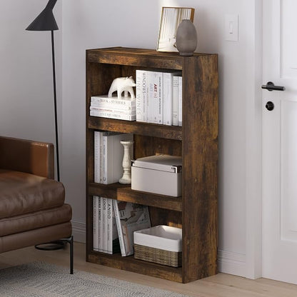 Furinno Jaya Enhanced Home Bookcase 3-Tier Adjustable Bookshelf, Amber Pine - Image 2