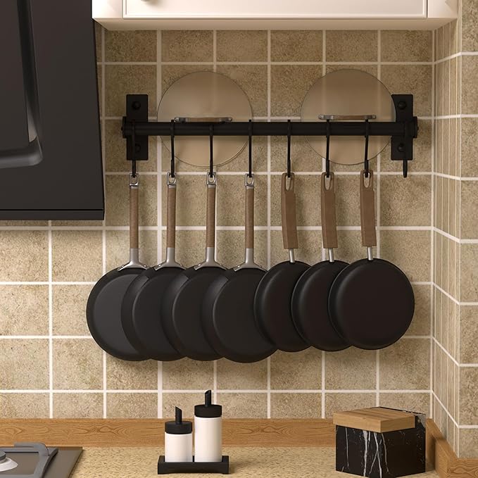 Dseap Kitchen Utensil Holder Hanger, Pot and Pan Rack Wall Mounted, Kitchen Rail - Image 2