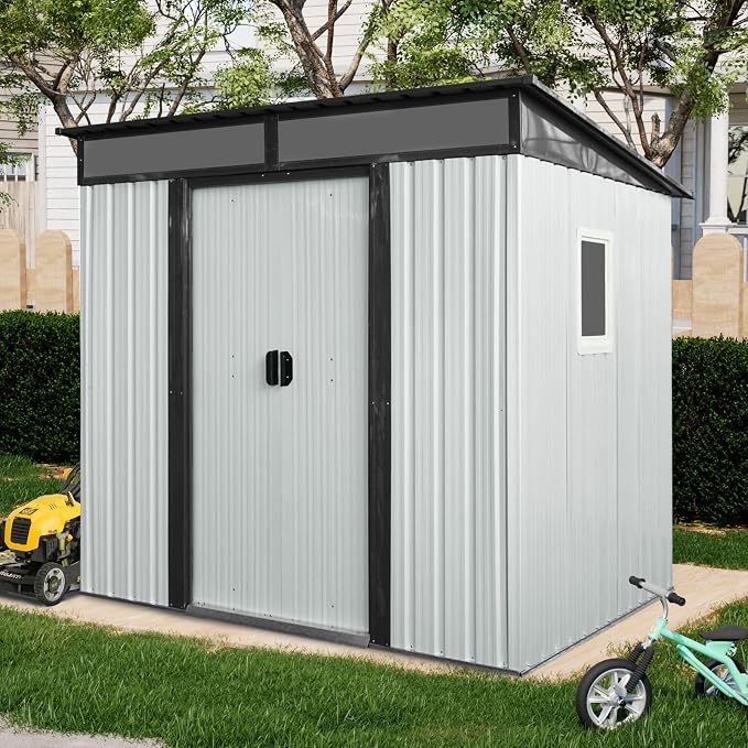 Outdoor Metal Storage Shed Window Ventilation Foundation Frame Waterproof - Image 2