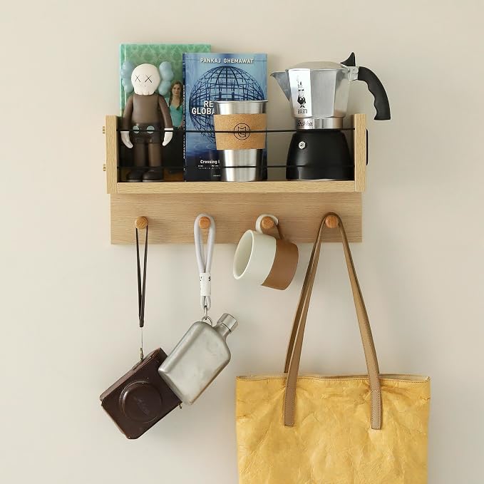 Entrance Coat Rack ，Coat Hooks, Wall-Mounted Wooden Hook Rack, Wall-Mounted - Image 2