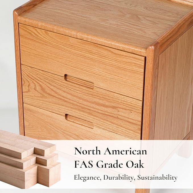 Nightstand, Solid Wood Small End Table w/3 Drawers, Modern Bedside Tables - Image 5