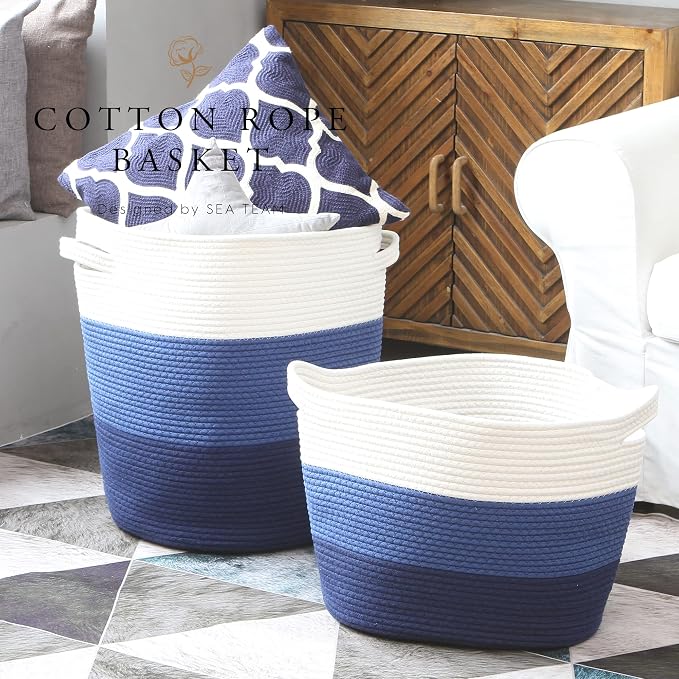 Sea Team Oval Large Cotton Rope Woven Storage Basket - Image 2