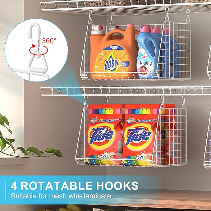 3-Pack Large Hanging Laundry Basket: Wire shelves - Image 3