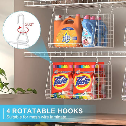 3-Pack Large Hanging Laundry Basket: Wire shelves - Image 3