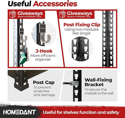 HOMEDANT 5 Tier Storage Shelves Adjustable Laminated Boltless Garage Metal - Image 6