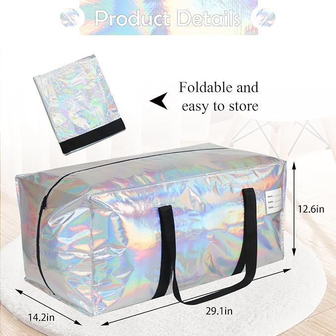 2 Pack Heavy Duty Moving Bags Extra Large Waterproof Foldable Clothing Storage - Image 3