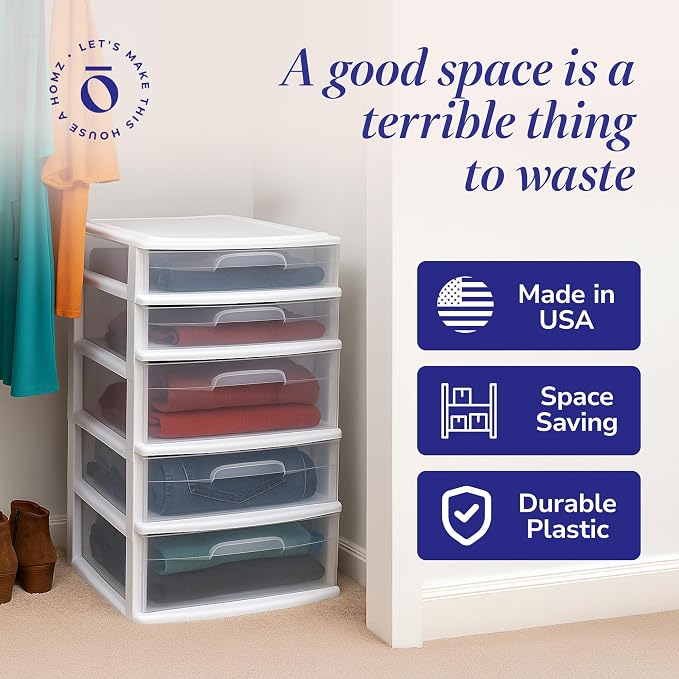 HOMZ Plastic 5 Wide Storage Tower, Home Office, and Dorm Rooms - Image 6