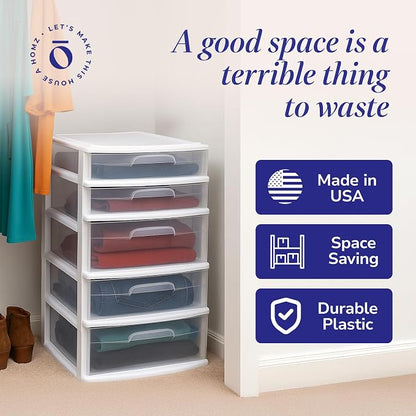 HOMZ Plastic 5 Wide Storage Tower, Home Office, and Dorm Rooms - Image 6