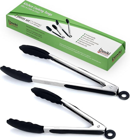 Kitchen Tongs for Cooking with Silicone Tips by Boxiki Kitchen, BPA Free - Image 9