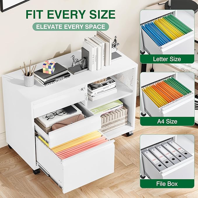 3 Drawer Metal File Cabinet - Image 5