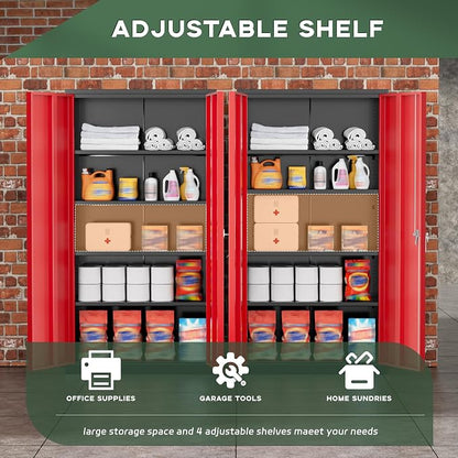 Greenvelly Metal Garage Storage Cabinet, Tall Cabinets - Image 4