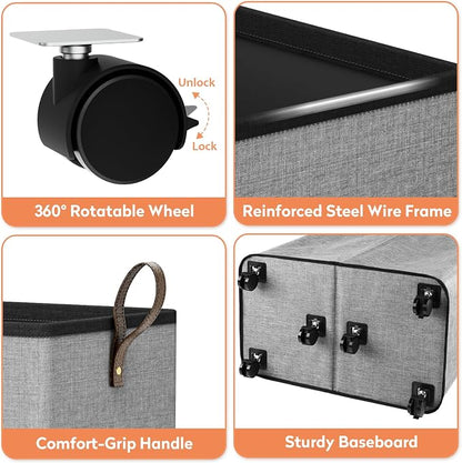 SpaceTrove Laundry Basket with Wheels, Collapsible Laundry Baskets, Laundry - Image 5