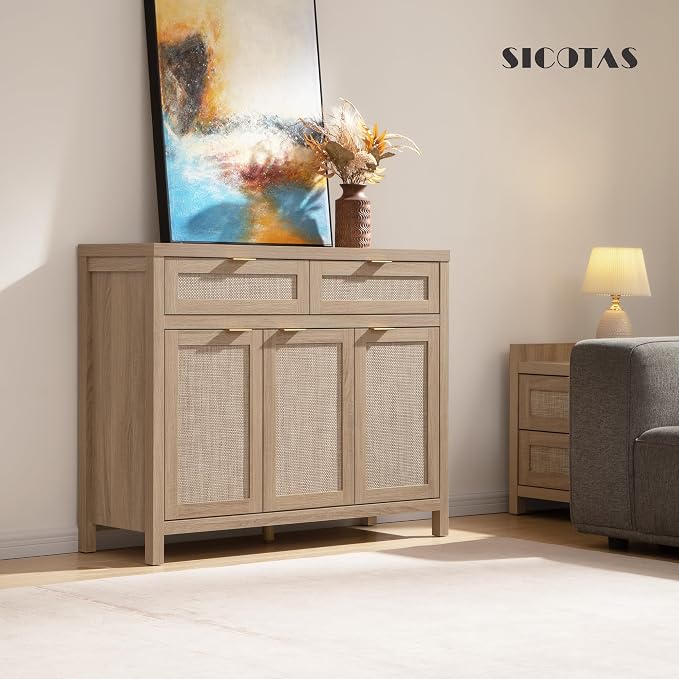 SICOTAS Rattan Sideboard Buffet Cabinet - Image 7