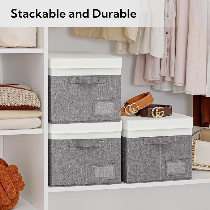 GRANNY SAYS Storage Bins with Lids, Linen Closet Storage Boxes, Collapsibe - Image 2