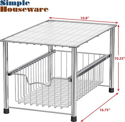 Simple Houseware Chrome Metal Stackable Storage Rack, 16.75 in L x 10.8 in W x - Image 5