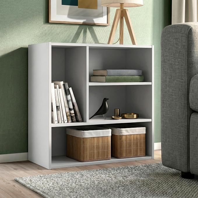 Homes: Inside + Out Apexa 4-Vertical Storage Organizer Shelves, Stackable Wood - Image 2