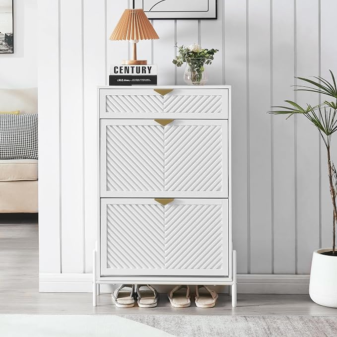 Shoe Cabinet with 2 Flip Drawers, Narrow Entryway Rack, Freestanding, - Image 5