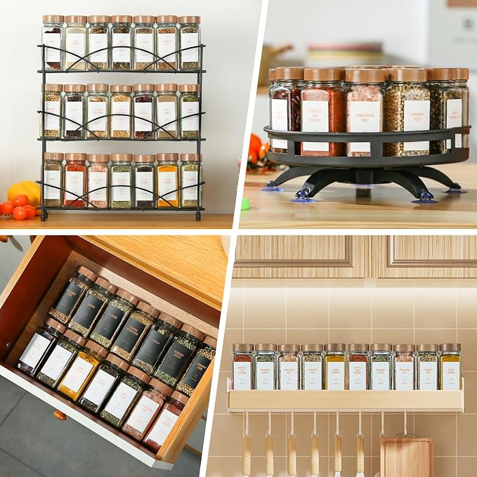 Spice Jars with Label，4oz Seasoning Containers, Glass Spice Bottles with Shaker - Image 5