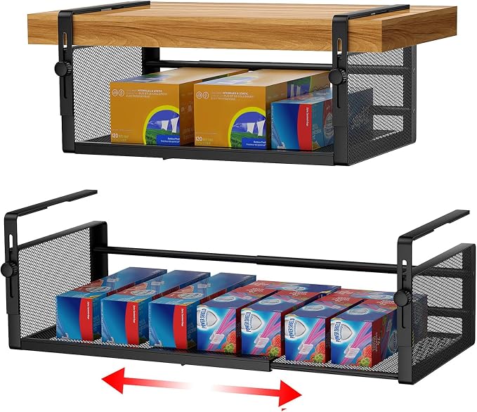AmonHouseware 2Pack Expandable Under Shelf Storage Basket Organizer, Length by AmonHouseware