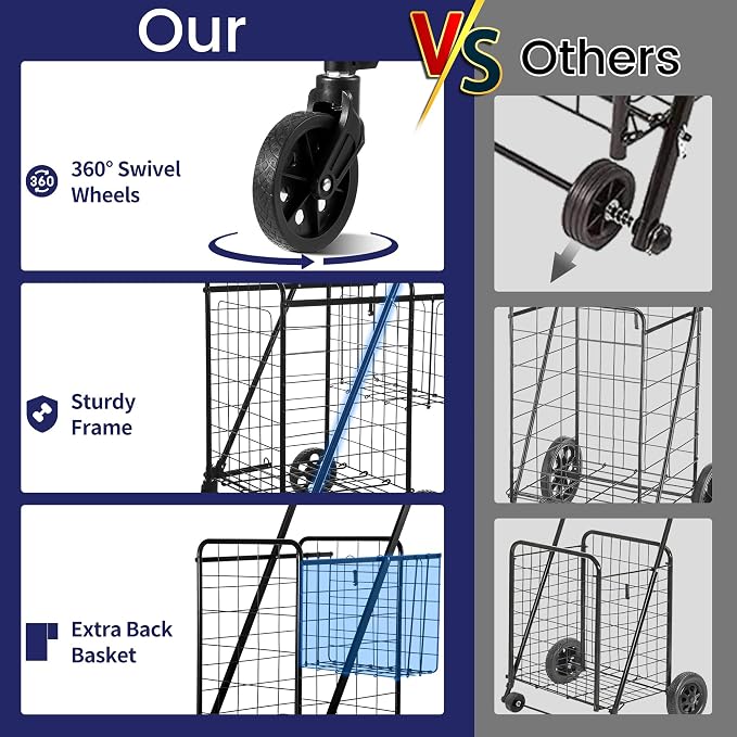 BIEAMA Folding Shopping Cart - Image 2