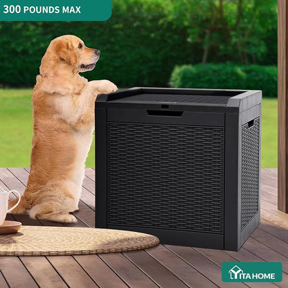 YITAHOME 32 Gallon Rattan Deck Box, Indoor Outdoor Storage Box - Image 2