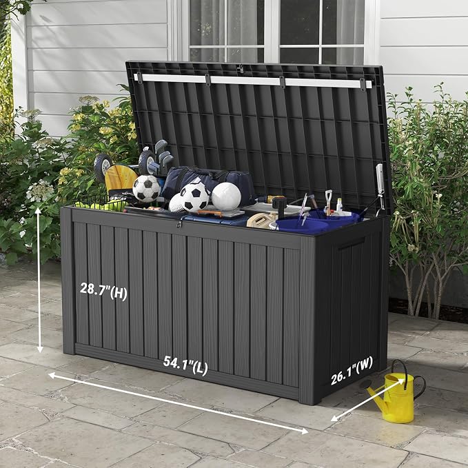 Mars Villa 150 Gallon Outdoor Storage Box, Large Resin Deck Box Waterproof - Image 2