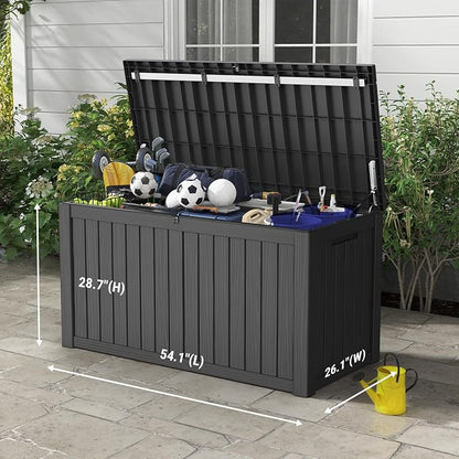 Mars Villa 150 Gallon Outdoor Storage Box, Large Resin Deck Box Waterproof - Image 2