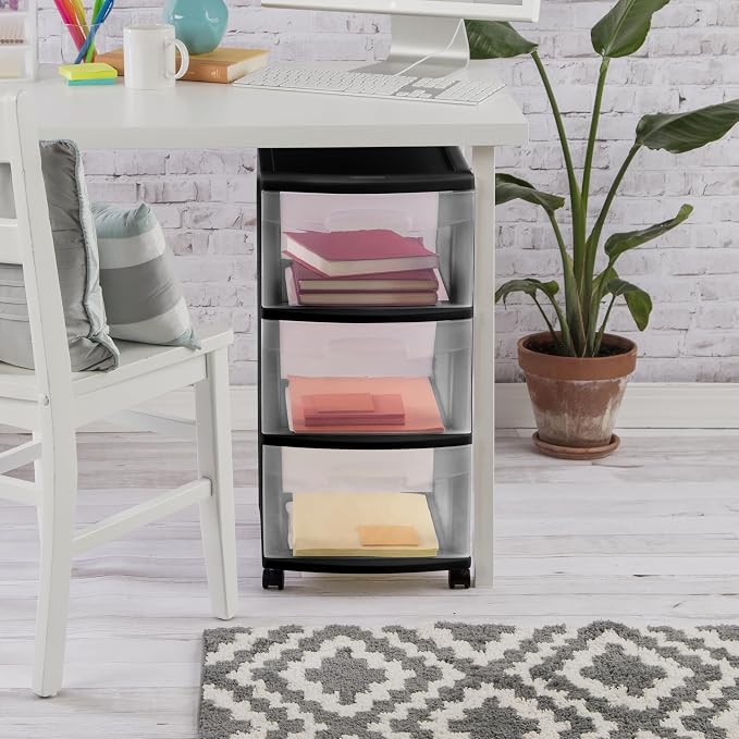 3 Drawer Rolling Plastic Storage Cart - Image 7